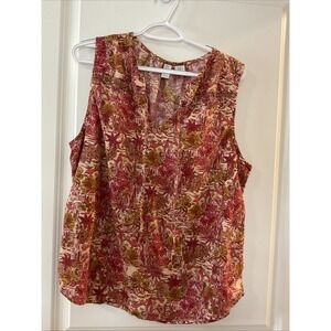 Joie Women's Sleeveless Tank Top XL Beach Boho Hawaiian Linen